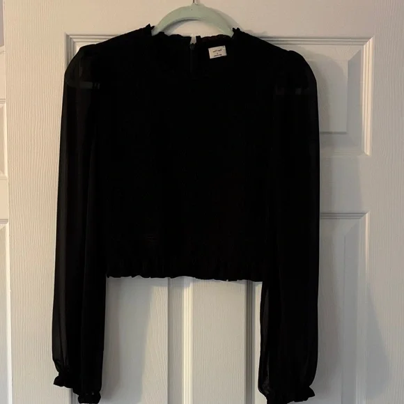 Wilfred Black Sheer Long Sleeve Blouse - Picture 1 of 5